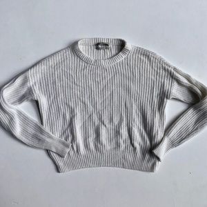 Urban Outfitters Cream Cropped Knit Sweater